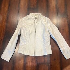 Chic Cream Leather Jacket for Women